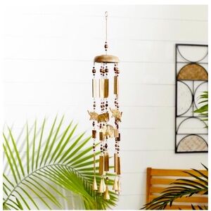 Wooden Wind Chime with Elephant Accents